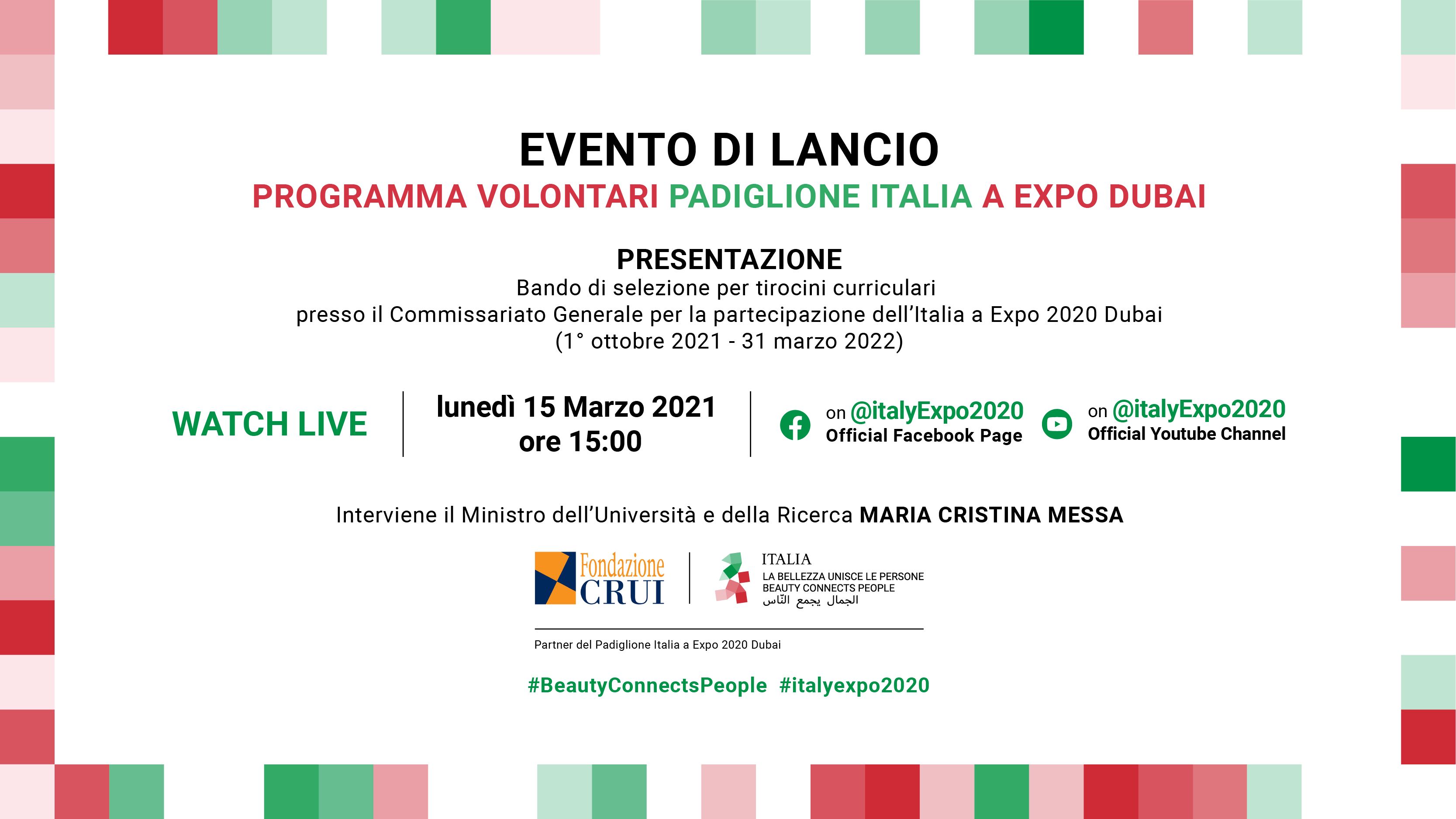 Al via la fase 2 del programma Volontari del Padiglione Italia a Expo 2020 Dubai