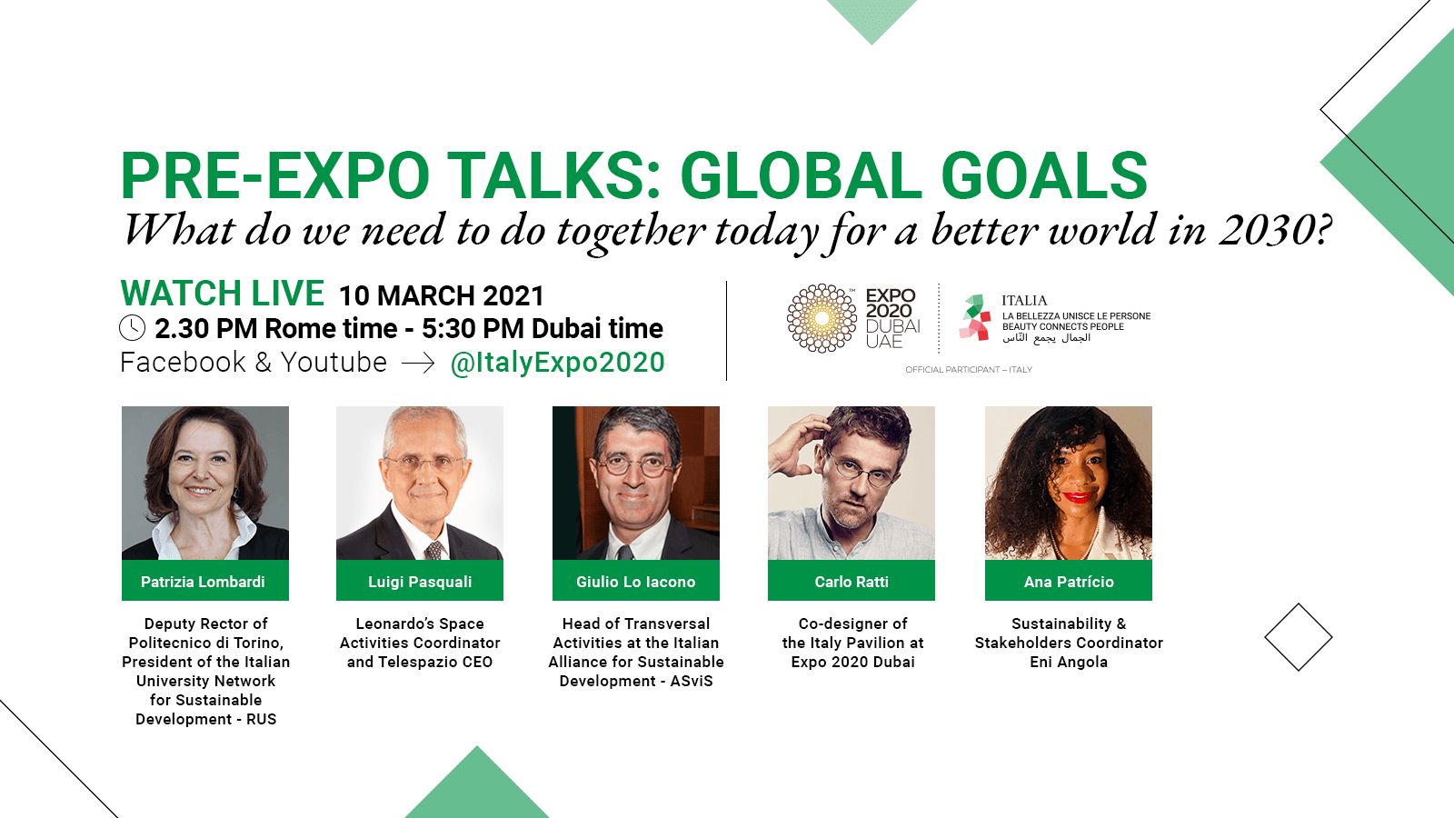 Italia protagonista del penultimo evento digitale globale pre-Expo dedicato ai ‘Global Goals’
