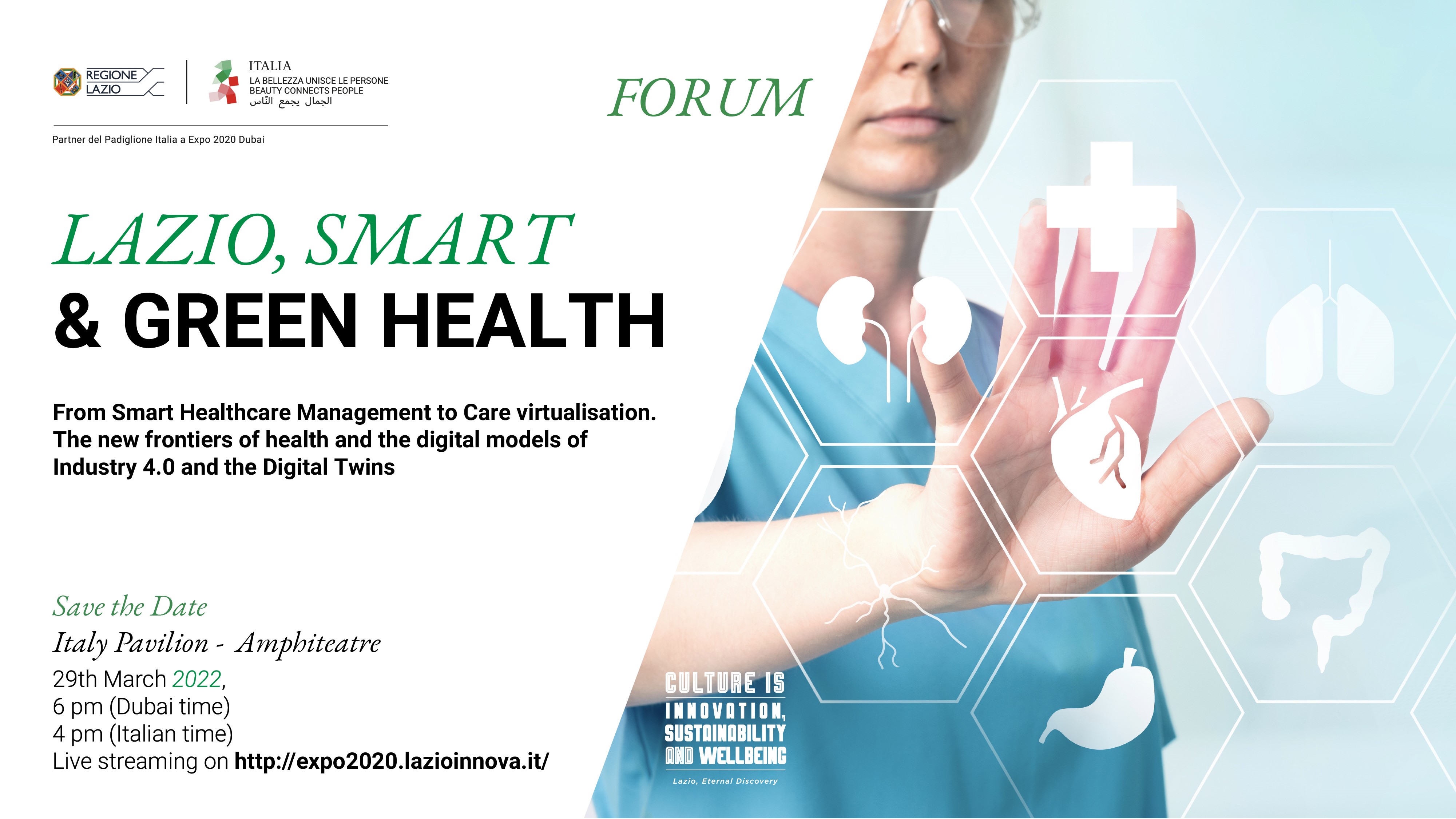 Lazio, Smart & Green Health. From smart healthcare management to the virtualisation of care. The new frontiers of health and the digital models of Industry 4.0 and Digital Twin