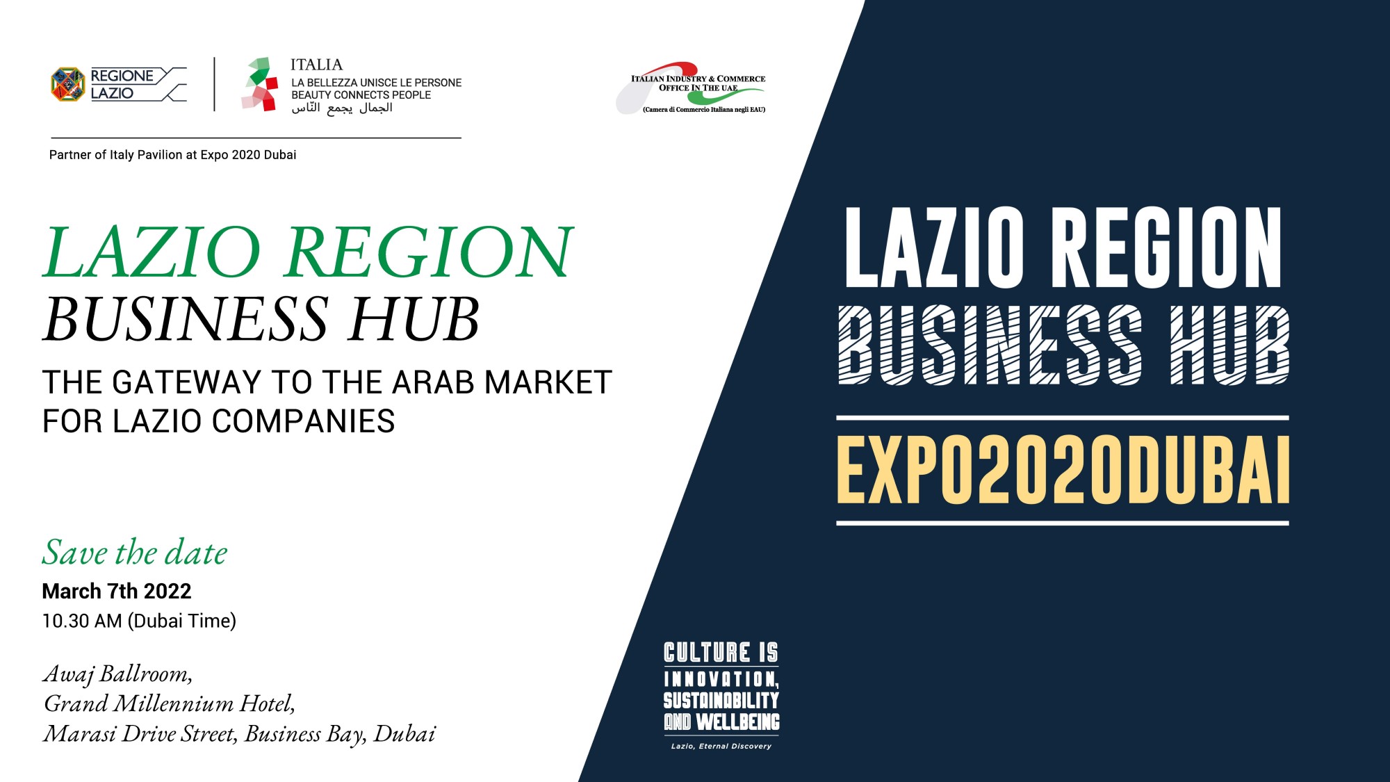 Lazio Region Business Hub – The gateway for the Lazio System on the Arab market